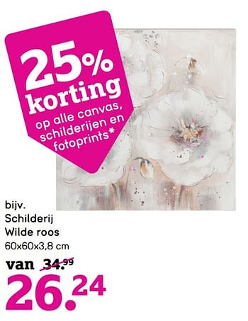 Aanbiedingen Schilderij wilde roos - Huismerk - Leen Bakker - Geldig van 16/10/2017 tot 29/10/2017 bij Leen Bakker