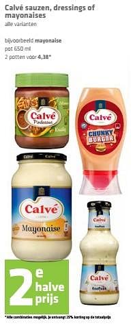 Aanbiedingen Calvé sauzen, dressings of mayonaises - Calve - Geldig van 19/10/2017 tot 01/11/2017 bij Attent