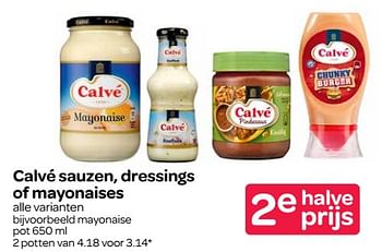 Aanbiedingen Calvé sauzen, dressings of mayonaises - Calve - Geldig van 19/10/2017 tot 01/11/2017 bij Spar
