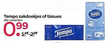 Aanbiedingen Tempo zakdoekjes of tissues - Tempo - Geldig van 19/10/2017 tot 01/11/2017 bij Spar