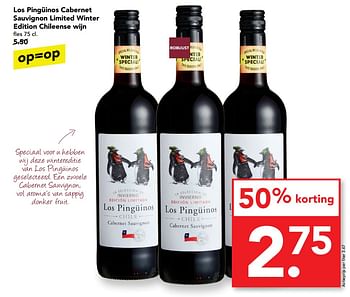 Aanbiedingen Los pingüinos cabernet sauvignon limited winter edition chileense wijn - Rode wijnen - Geldig van 22/10/2017 tot 28/10/2017 bij Deen Supermarkten