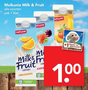 Aanbiedingen Melkunie milk + fruit - Melkunie - Geldig van 22/10/2017 tot 28/10/2017 bij Deen Supermarkten