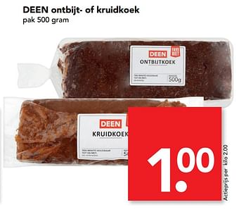 Aanbiedingen Ontbijt- of kruidkoek - Huismerk deen supermarkt - Geldig van 22/10/2017 tot 28/10/2017 bij Deen Supermarkten