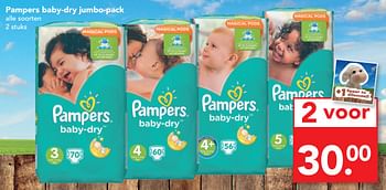 Aanbiedingen Pampers baby-dry jumbo-pack - Pampers - Geldig van 22/10/2017 tot 28/10/2017 bij Deen Supermarkten