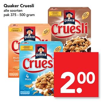 Aanbiedingen Quaker cruesli - Quaker - Geldig van 22/10/2017 tot 28/10/2017 bij Deen Supermarkten