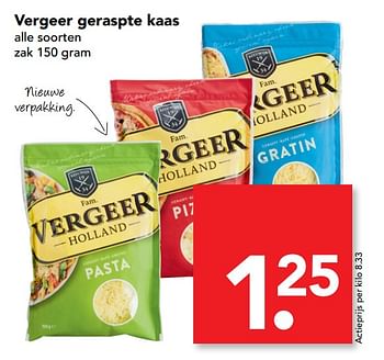 Aanbiedingen Vergeer geraspte kaas - Vergeer  - Geldig van 22/10/2017 tot 28/10/2017 bij Deen Supermarkten