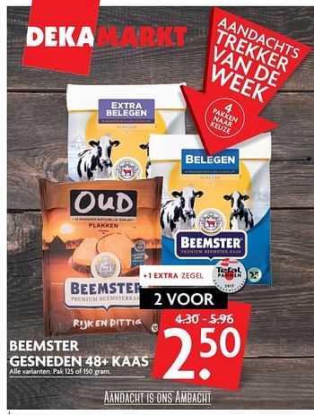 Aanbiedingen Beemster gesneden 48+ kaas - Beemster - Geldig van 22/10/2017 tot 28/10/2017 bij Deka Markt