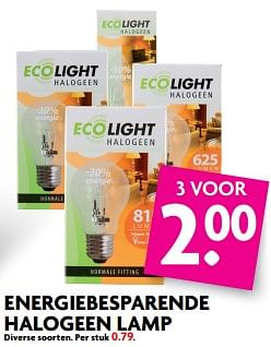 Aanbiedingen Energiebesparende halogeen lamp - ECOLIGHT - Geldig van 22/10/2017 tot 28/10/2017 bij Deka Markt