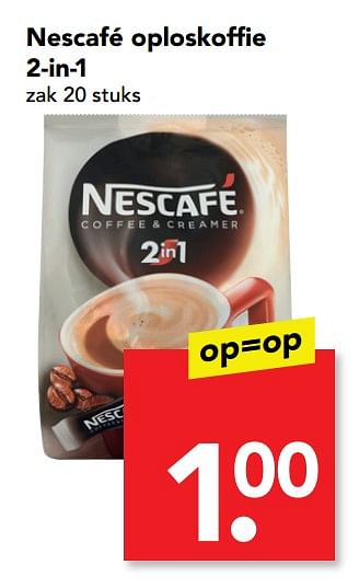 Aanbiedingen Nescafé oploskoffie 2-in-1 - Nescafe - Geldig van 22/10/2017 tot 28/10/2017 bij Deen Supermarkten