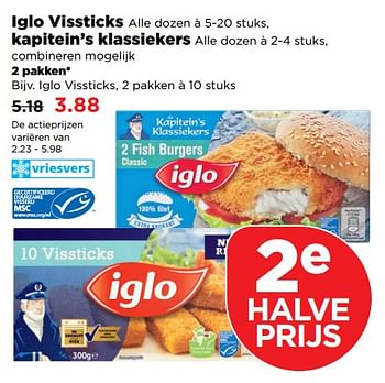 Aanbiedingen Iglo vissticks - Iglo - Geldig van 22/10/2017 tot 28/10/2017 bij Plus