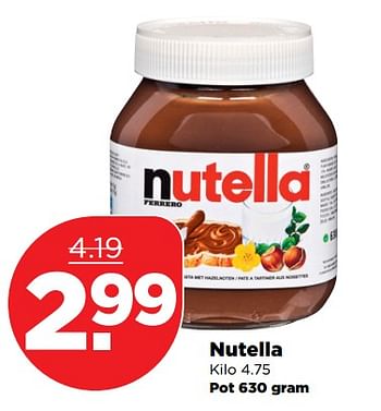 Aanbiedingen Nutella - Nutella - Geldig van 22/10/2017 tot 28/10/2017 bij Plus