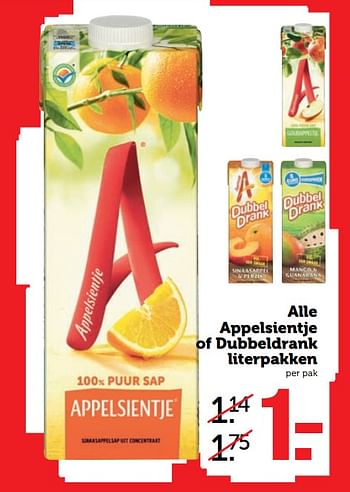 Aanbiedingen Alle appelsientje of dubbeldrank literpakken - Huismerk - Coop - Geldig van 23/10/2017 tot 29/10/2017 bij Coop