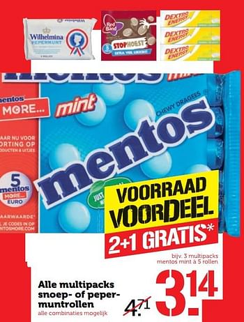 Aanbiedingen Alle multipacks snoep- of peper-muntrollen - Huismerk - Coop - Geldig van 23/10/2017 tot 29/10/2017 bij Coop