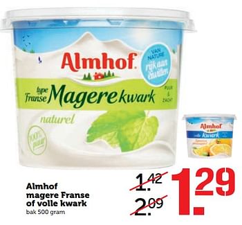 Aanbiedingen Almhof magere franse of volle kwark - Almhof - Geldig van 23/10/2017 tot 29/10/2017 bij Coop