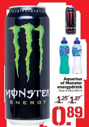 Aanbiedingen Aquarius of monster energydrink - Huismerk - Coop - Geldig van 23/10/2017 tot 29/10/2017 bij Coop