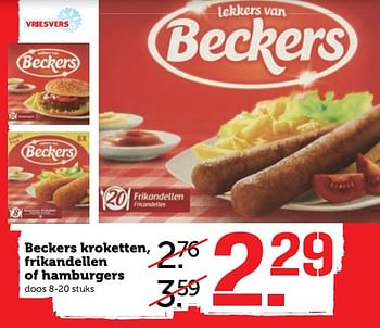 Aanbiedingen Beckers kroketten, frikandellen of hamburgers - Beckers - Geldig van 23/10/2017 tot 29/10/2017 bij Coop