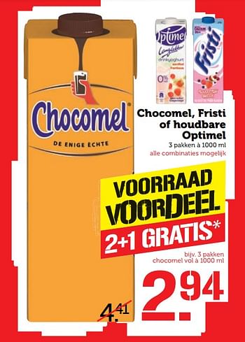 Aanbiedingen Chocomel, fristi of houdbare optimel - Huismerk - Coop - Geldig van 23/10/2017 tot 29/10/2017 bij Coop