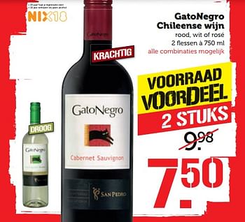 Aanbiedingen Gatonegro chileense wijn - Rode wijnen - Geldig van 23/10/2017 tot 29/10/2017 bij Coop