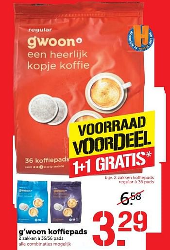 Aanbiedingen G`woon koffiepads - Gâ€™woon - Geldig van 23/10/2017 tot 29/10/2017 bij Coop