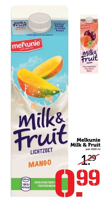 Aanbiedingen Melkunie milk + fruit - Melkunie - Geldig van 23/10/2017 tot 29/10/2017 bij Coop