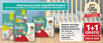 Aanbiedingen Pampers new baby, baby dry pants of premium protection - Pampers - Geldig van 23/10/2017 tot 29/10/2017 bij Jan Linders