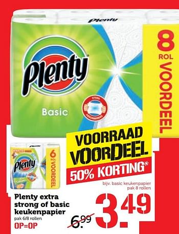 Aanbiedingen Plenty extra strong of basic keukenpapier - Plenty - Geldig van 23/10/2017 tot 29/10/2017 bij Coop