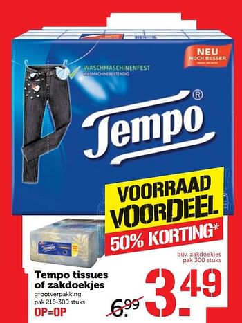 Aanbiedingen Tempo tissues of zakdoekjes - Tempo - Geldig van 23/10/2017 tot 29/10/2017 bij Coop