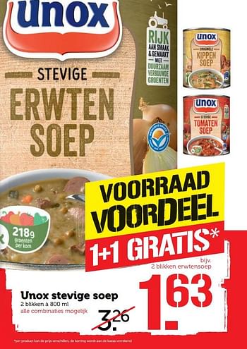 Aanbiedingen Unox stevige soep - Unox - Geldig van 23/10/2017 tot 29/10/2017 bij Coop