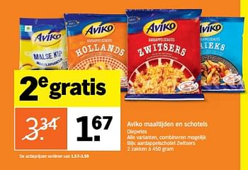 Aanbiedingen Aardappelschotel zwitsers - Aviko - Geldig van 23/10/2017 tot 29/10/2017 bij Albert Heijn