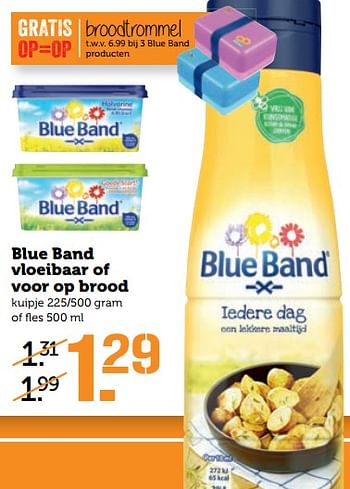 Aanbiedingen Blue band vloeibaar of voor op brood - Blue Band - Geldig van 23/10/2017 tot 29/10/2017 bij Coop