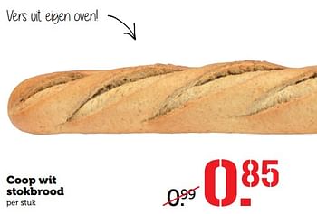 Aanbiedingen Coop wit stokbrood - Huismerk - Coop - Geldig van 23/10/2017 tot 29/10/2017 bij Coop