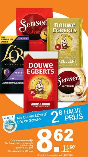 Aanbiedingen Douwe egberts aroma rood snelfiltermaling - Douwe Egberts - Geldig van 23/10/2017 tot 29/10/2017 bij Albert Heijn