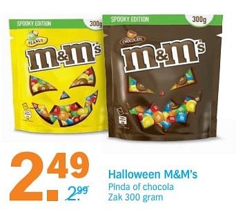 Aanbiedingen Halloween m+m`s pinda of chocola - M&amp;M', s - Geldig van 23/10/2017 tot 29/10/2017 bij Albert Heijn