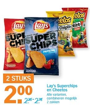 Aanbiedingen Lay`s superchips en cheetos - Huismerk - Albert Heijn - Geldig van 23/10/2017 tot 29/10/2017 bij Albert Heijn