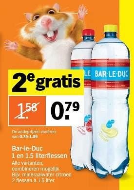 Aanbiedingen Mineraalwater citroen 2 flessen - bar le duc - Geldig van 23/10/2017 tot 29/10/2017 bij Albert Heijn