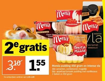 Aanbiedingen Mona pudding en intense vla - Mona - Geldig van 23/10/2017 tot 29/10/2017 bij Albert Heijn