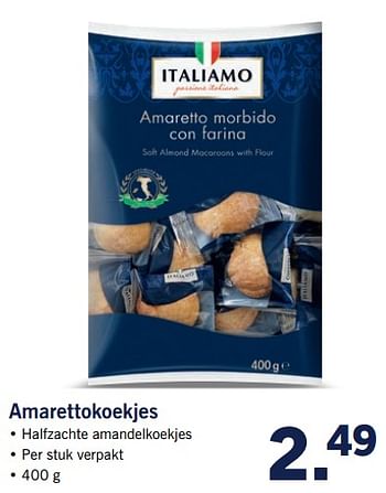 Aanbiedingen Amarettokoekjes - Italiamo - Geldig van 23/10/2017 tot 29/10/2017 bij Lidl