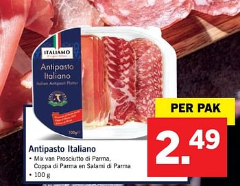 Aanbiedingen Antipasto italiano - Italiamo - Geldig van 23/10/2017 tot 29/10/2017 bij Lidl