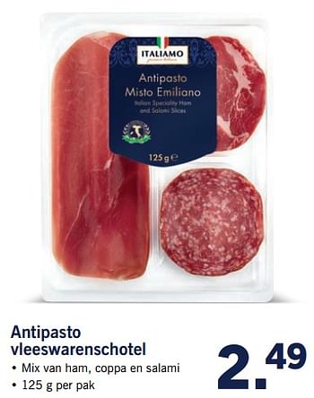 Aanbiedingen Antipasto vleeswarenschotel - Italiamo - Geldig van 23/10/2017 tot 29/10/2017 bij Lidl