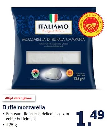 Aanbiedingen Buffelmozzarella - Italiamo - Geldig van 23/10/2017 tot 29/10/2017 bij Lidl