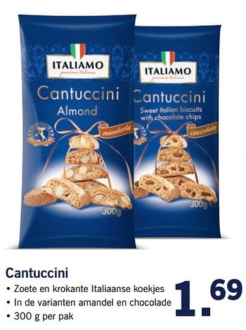 Aanbiedingen Cantuccini - Italiamo - Geldig van 23/10/2017 tot 29/10/2017 bij Lidl