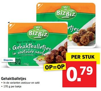 Aanbiedingen Gehaktballetjes - BizBiz - Geldig van 23/10/2017 tot 29/10/2017 bij Lidl