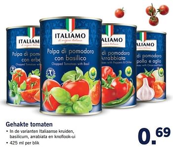 Aanbiedingen Gehakte tomaten - Italiamo - Geldig van 23/10/2017 tot 29/10/2017 bij Lidl