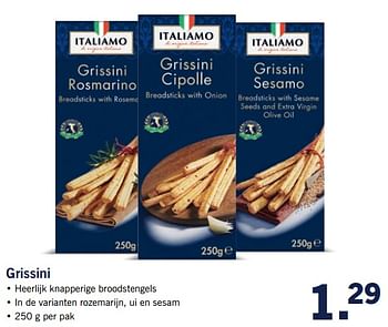 Aanbiedingen Grissini - Italiamo - Geldig van 23/10/2017 tot 29/10/2017 bij Lidl