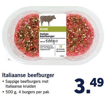 Aanbiedingen Italiaanse beefburger - Huismerk - Lidl - Geldig van 23/10/2017 tot 29/10/2017 bij Lidl