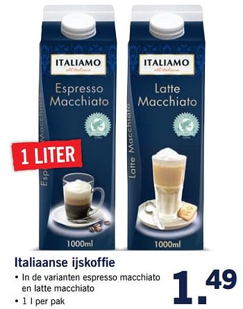 Aanbiedingen Italiaanse ijskoffie - Italiamo - Geldig van 23/10/2017 tot 29/10/2017 bij Lidl