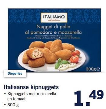 Aanbiedingen Italiaanse kipnuggets - Italiamo - Geldig van 23/10/2017 tot 29/10/2017 bij Lidl