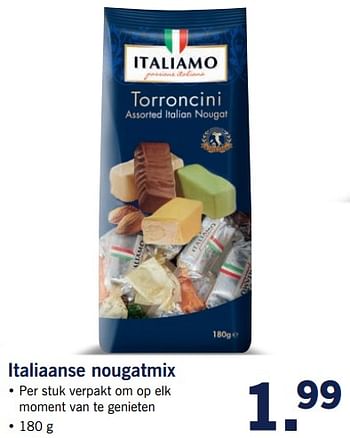Aanbiedingen Italiaanse nougatmix - Italiamo - Geldig van 23/10/2017 tot 29/10/2017 bij Lidl