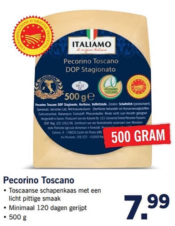 Aanbiedingen Pecorino toscano - Italiamo - Geldig van 23/10/2017 tot 29/10/2017 bij Lidl