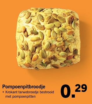 Aanbiedingen Pompoenpitbroodje - Huismerk - Lidl - Geldig van 23/10/2017 tot 29/10/2017 bij Lidl